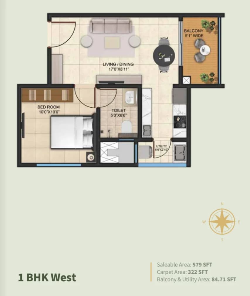 1 BHK Floor Plan